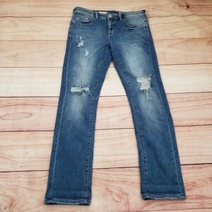 Pilcro and the Letterpress Jeans Womens 26 Blue Slim Boyfriend‎ Crop Distressed